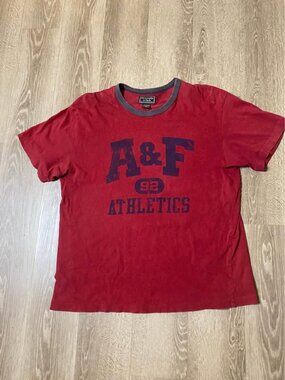 Abercrombie & Fitch Men’s XL Muscle Tee A&F 92 Athletics Graphic Red/Blue